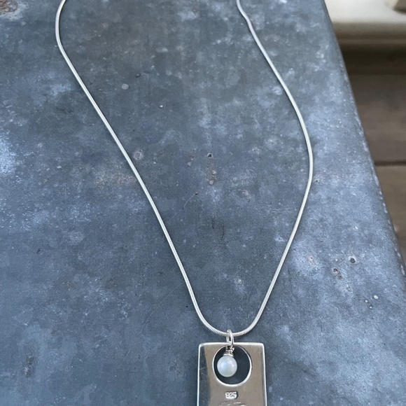 925 Sterling Silver "keep the faith" inspirational 18" Necklace w/ Pearl - Picture 2 of 3